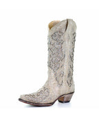 Corral Glitter Inlay Crystal Studded | Snip Toe | White