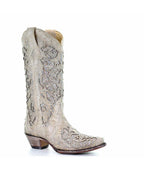 Corral Glitter Inlay Crystal Studded | Snip Toe | White