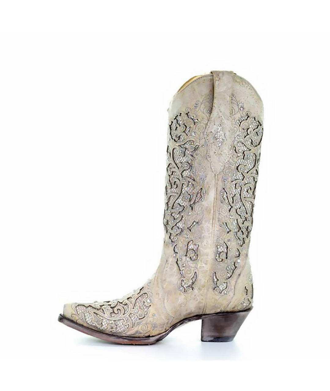 Corral Glitter Inlay Crystal Studded | Snip Toe | White