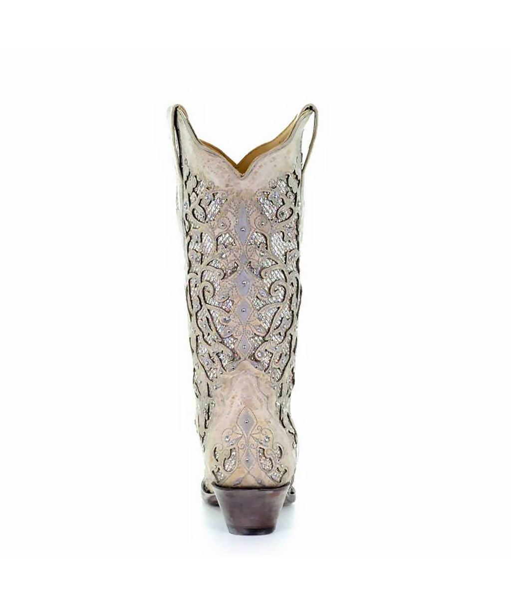 Corral Glitter Inlay Crystal Studded | Snip Toe | White