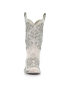 Corral Glitter Inlay Crystal Studded | Square Toe | White