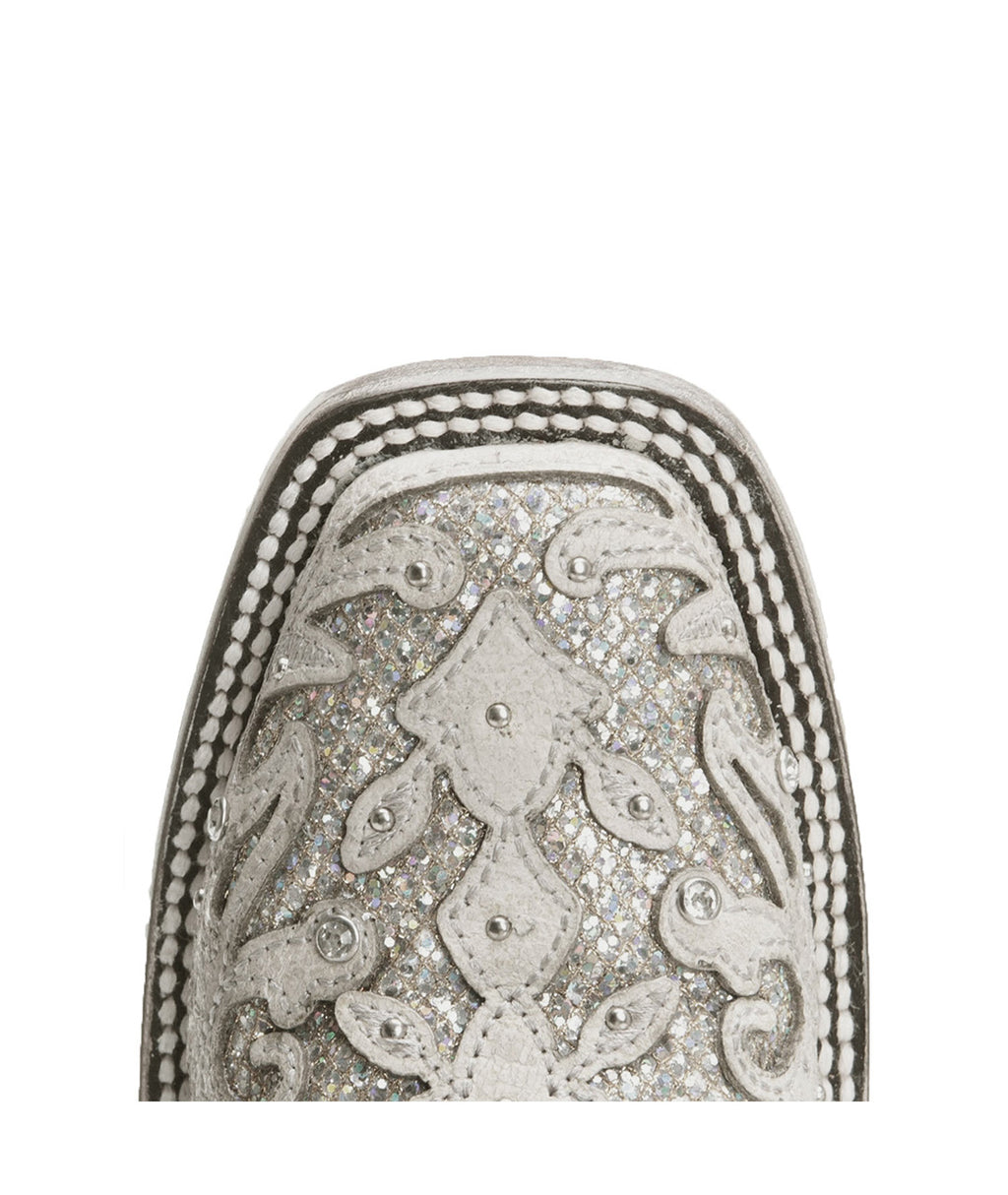 Corral Glitter Inlay Crystal Studded | Square Toe | White