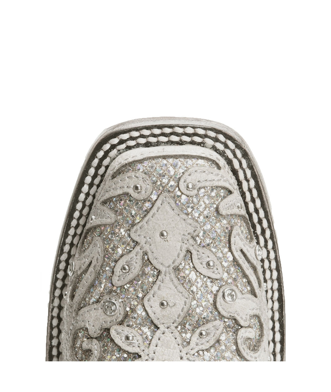 Corral Glitter Inlay Crystal Studded | Square Toe | White