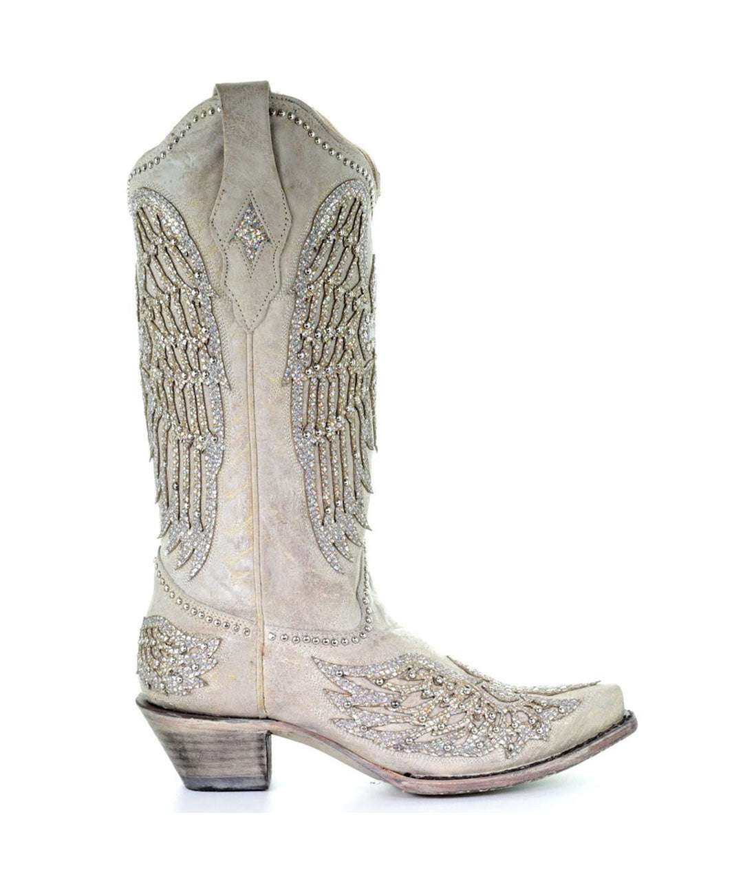 Corral Crystal Cross Wings | Snip Toe | White