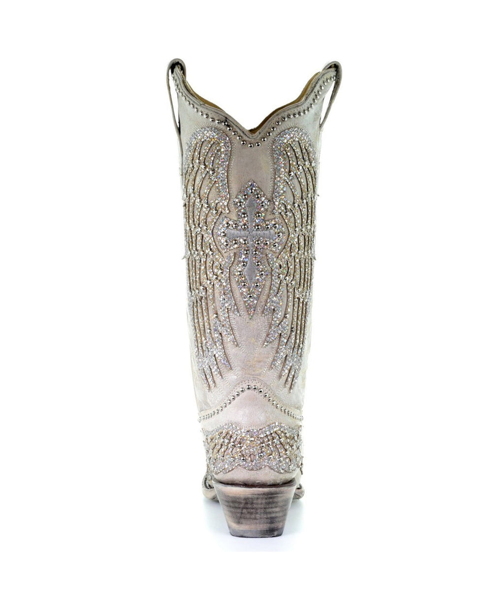 Corral Crystal Cross Wings | Snip Toe | White