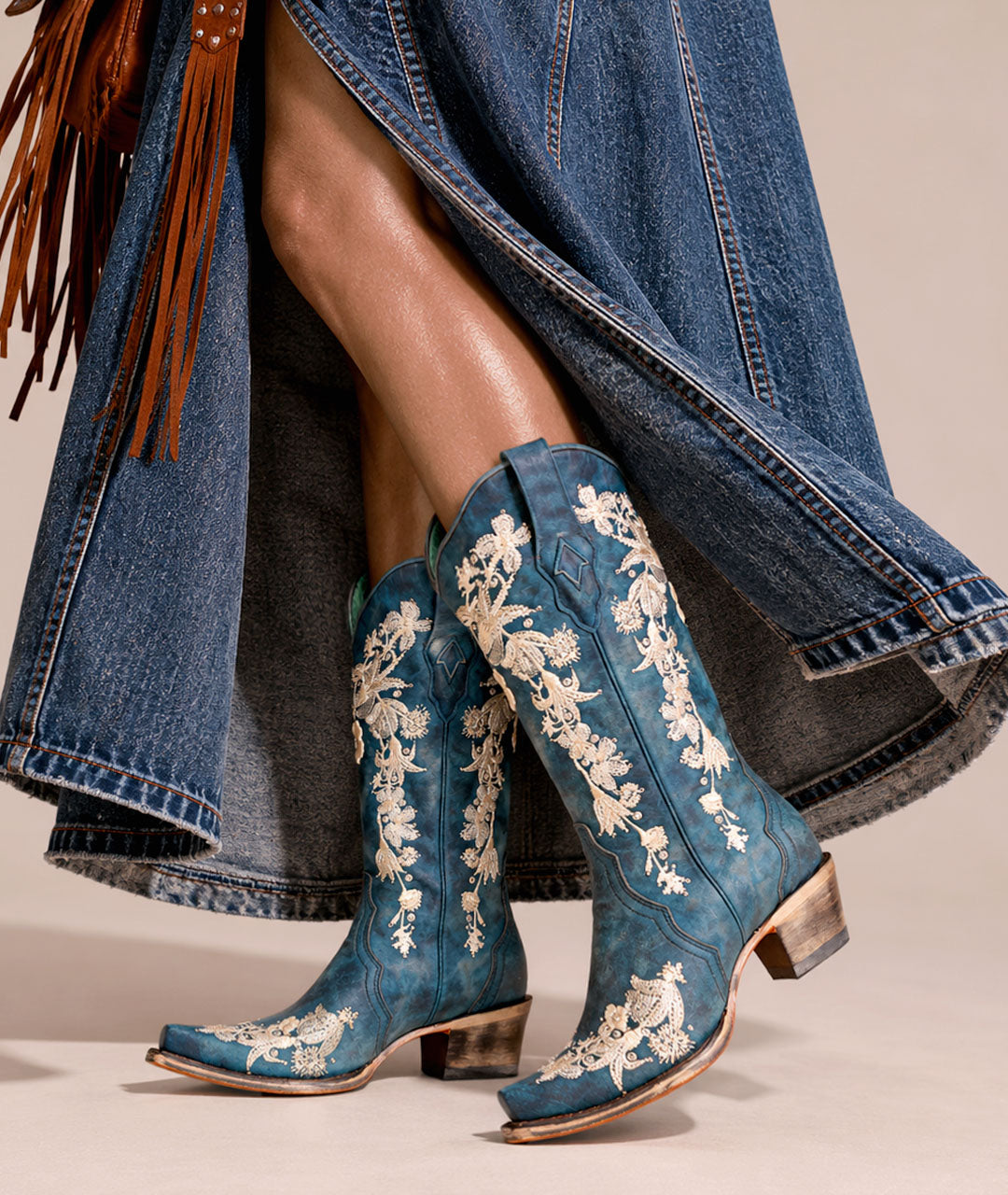 Corral Crystal Studded Floral Embroidery | Navy Blue
