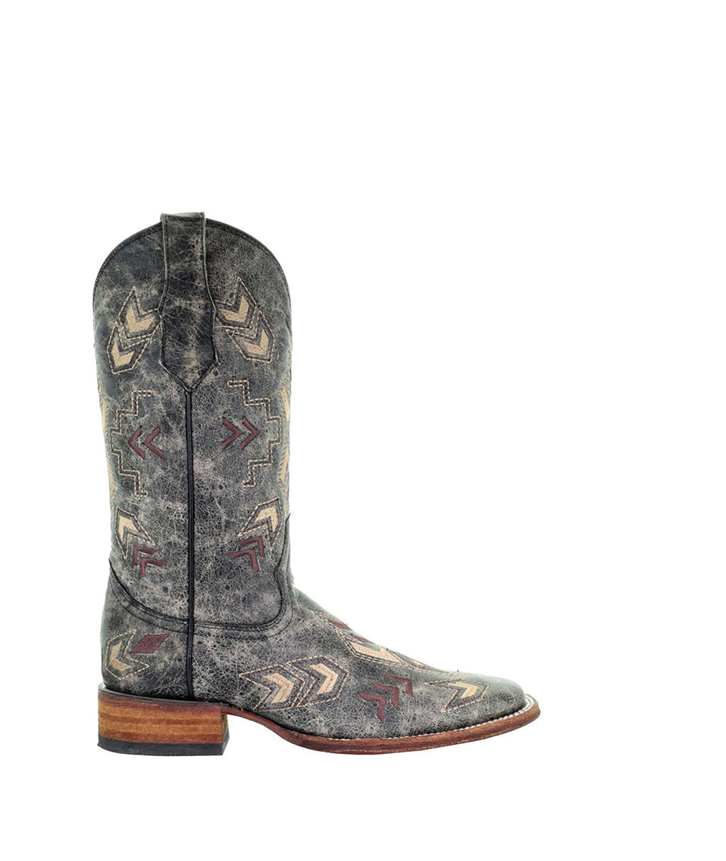 Circle G Arrowhead Aztec Embroidery | Wide Square Toe | Grey Brown