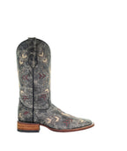 Circle G Arrowhead Aztec Embroidery | Wide Square Toe | Grey Brown