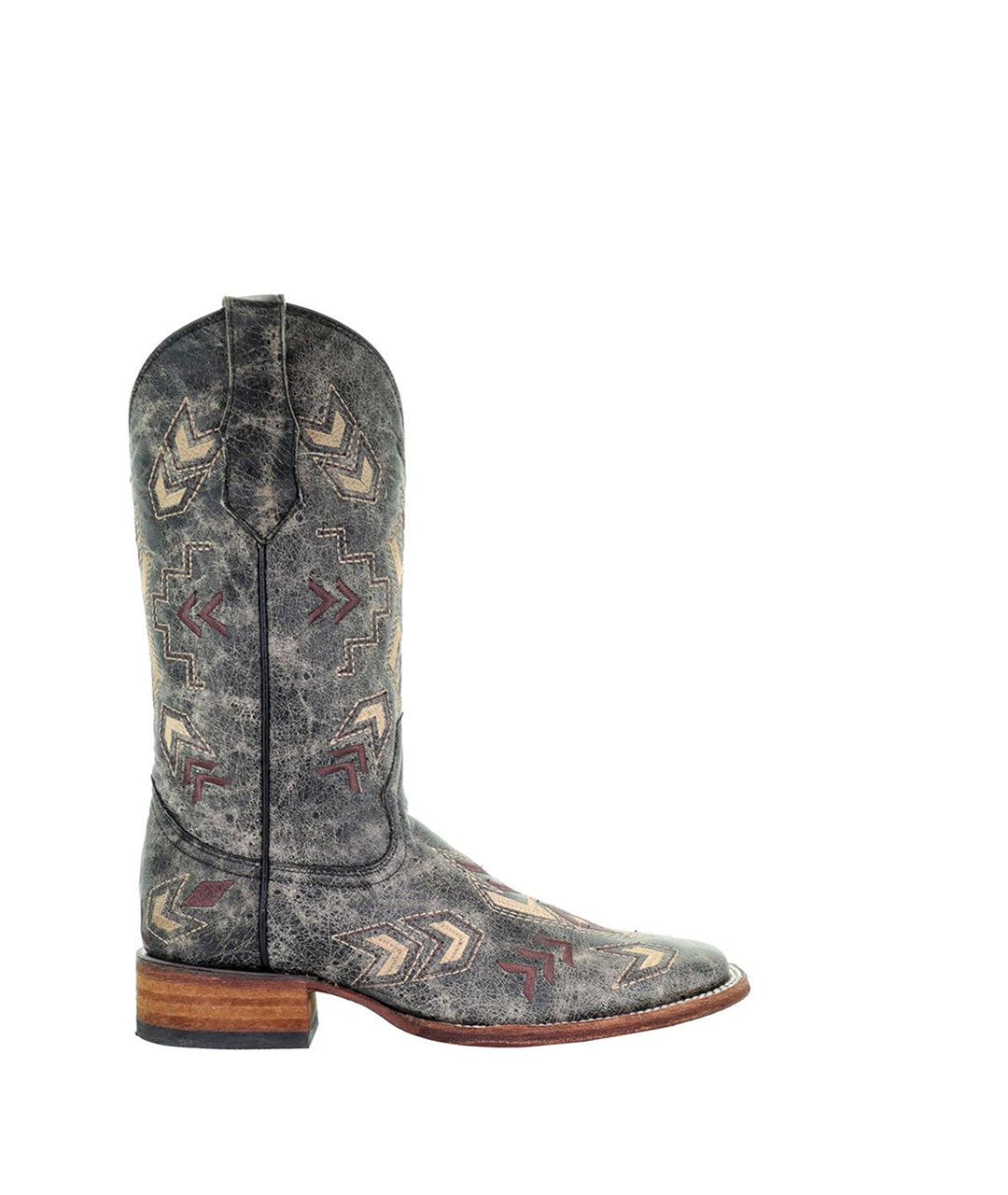 Circle G Arrowhead Aztec Embroidery | Wide Square Toe | Grey Brown