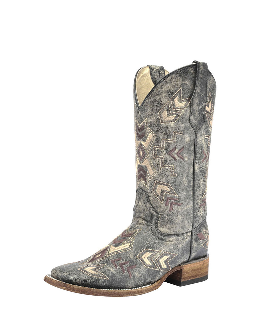 Circle G Arrowhead Aztec Embroidery | Wide Square Toe | Grey Brown