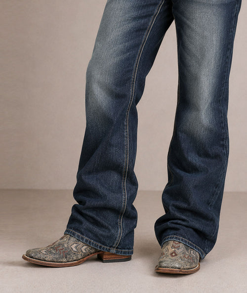 Circle G Arrowhead Aztec Embroidery | Wide Square Toe | Grey Brown