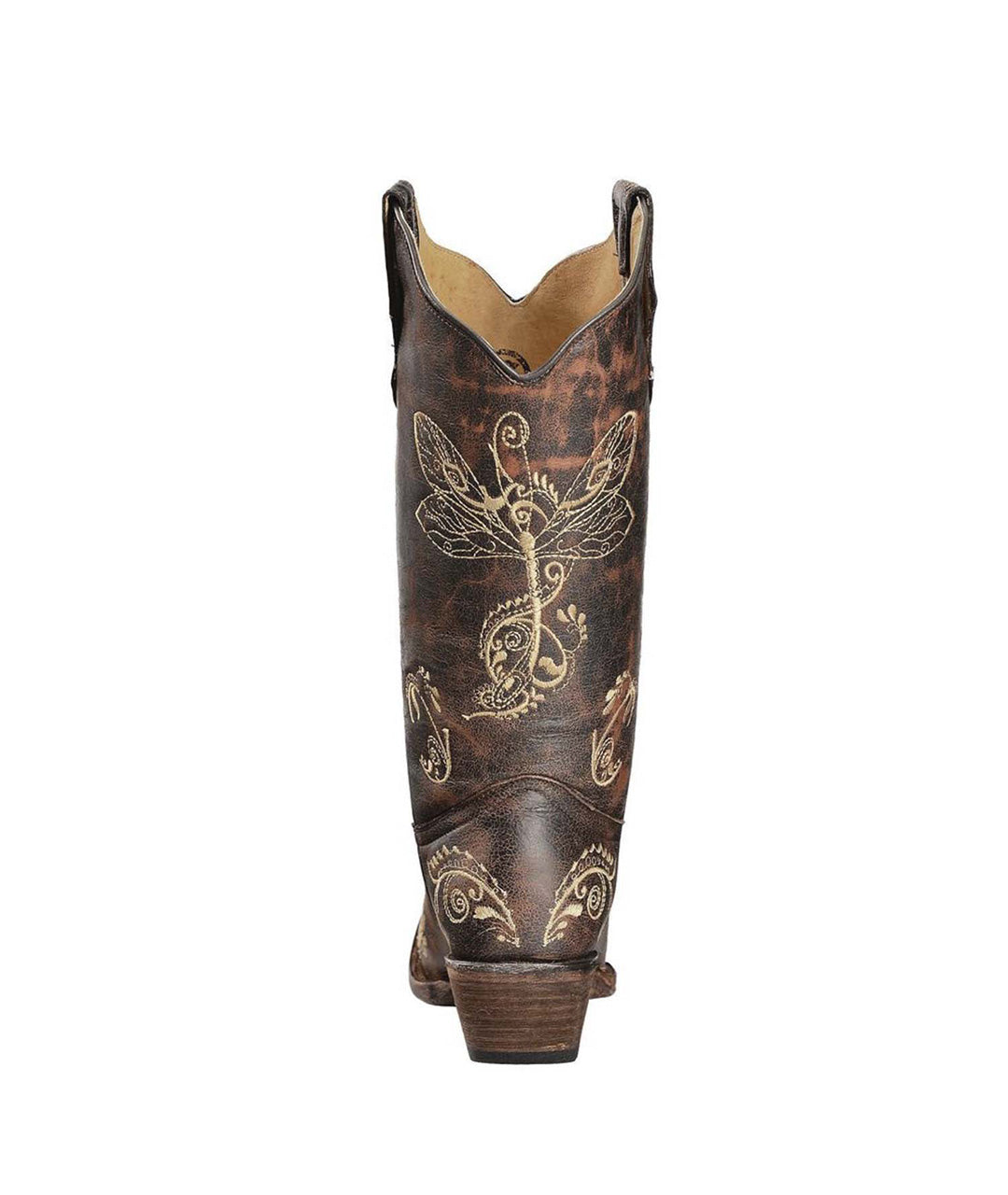 Circle G Bone Dragonfly Embroidery | Snip Toe | Distressed Brown