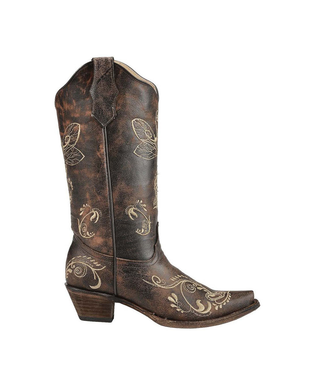 Circle G Bone Dragonfly Embroidery | Snip Toe | Distressed Brown