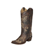 Circle G Bone Dragonfly Embroidery | Snip Toe | Distressed Brown