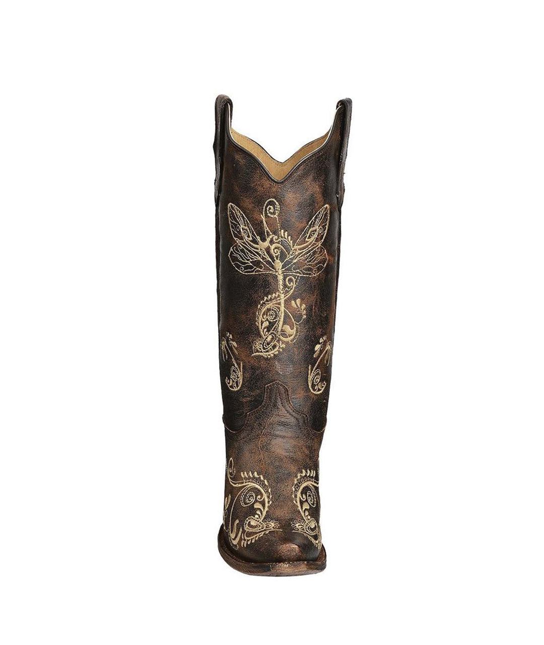Circle G Bone Dragonfly Embroidery | Snip Toe | Distressed Brown