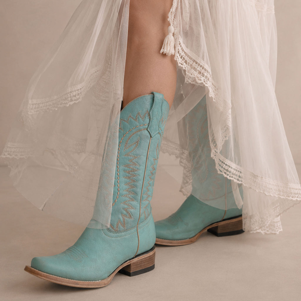 Circle G Flame Embroidery | Snip Toe | Turquoise