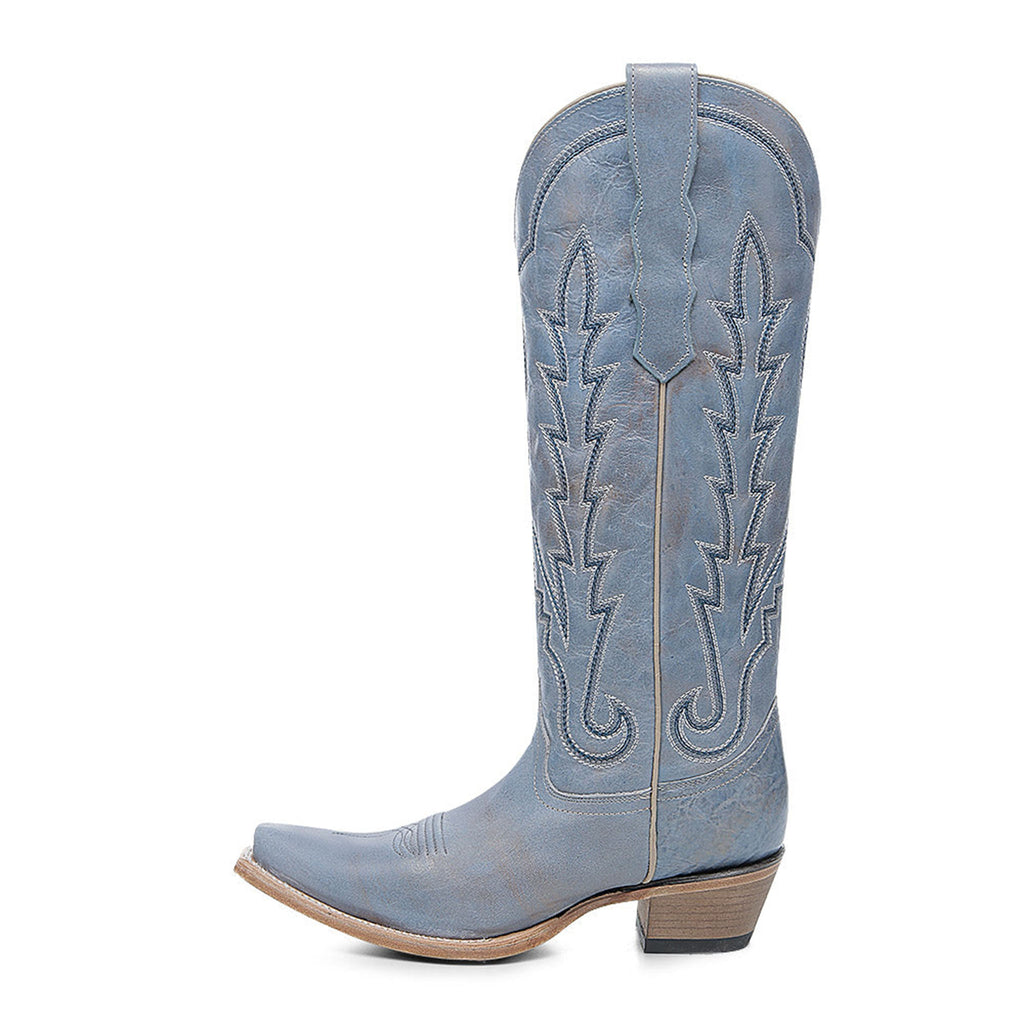 Circle G Lightning Embroidery | Snip Toe | Dusty Blue