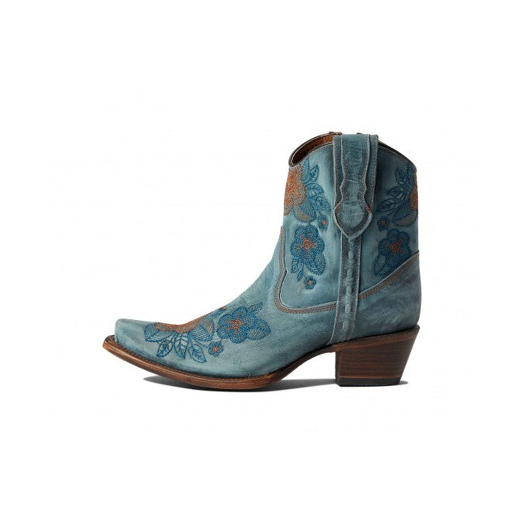 Circle G Mandala Floral Embroidery Ankle Boot | Snip Toe | Blue Jean