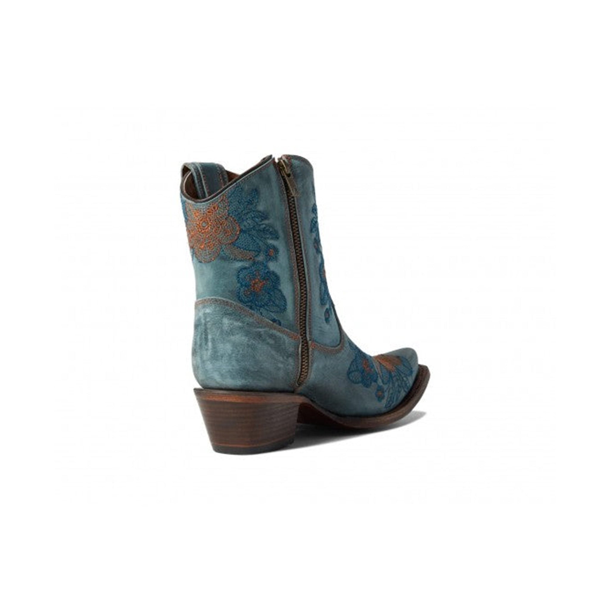 Circle G Mandala Floral Embroidery Ankle Boot | Snip Toe | Blue Jean