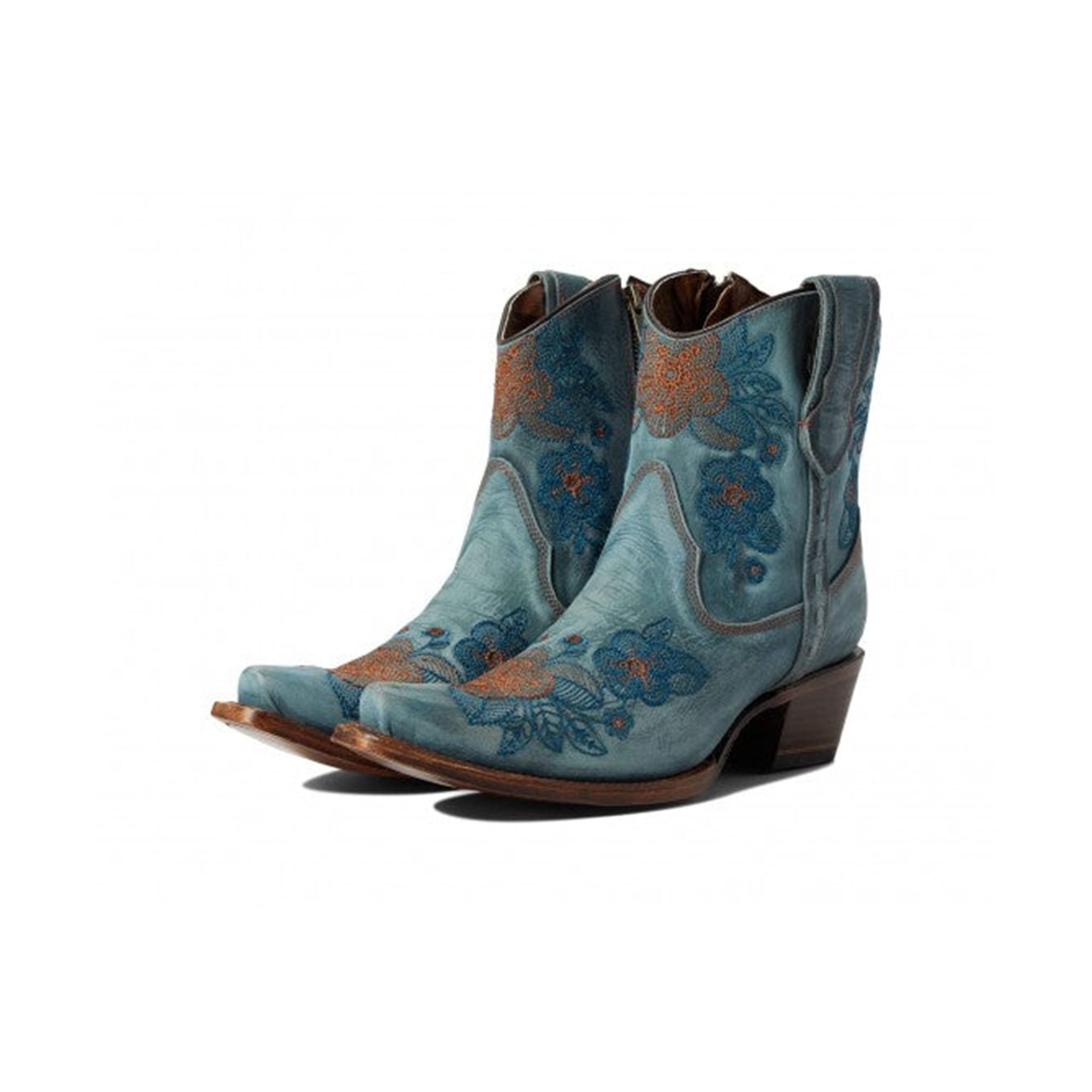 Circle G Mandala Floral Embroidery Ankle Boot | Snip Toe | Blue Jean