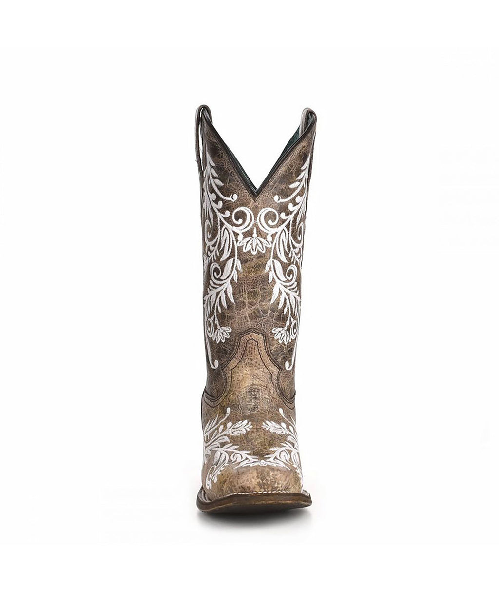 Corral Glow Floral Vine Embroidery | Square Toe | Brown