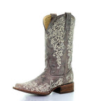 Corral Moon Vine Embroidery | Square Toe | Brown