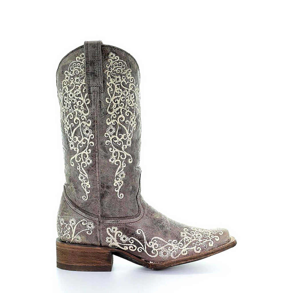 Corral Moon Vine Embroidery | Square Toe | Brown