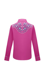 Daisy Bloom Embroidery Cowgirl Shirt | Berry Pink
