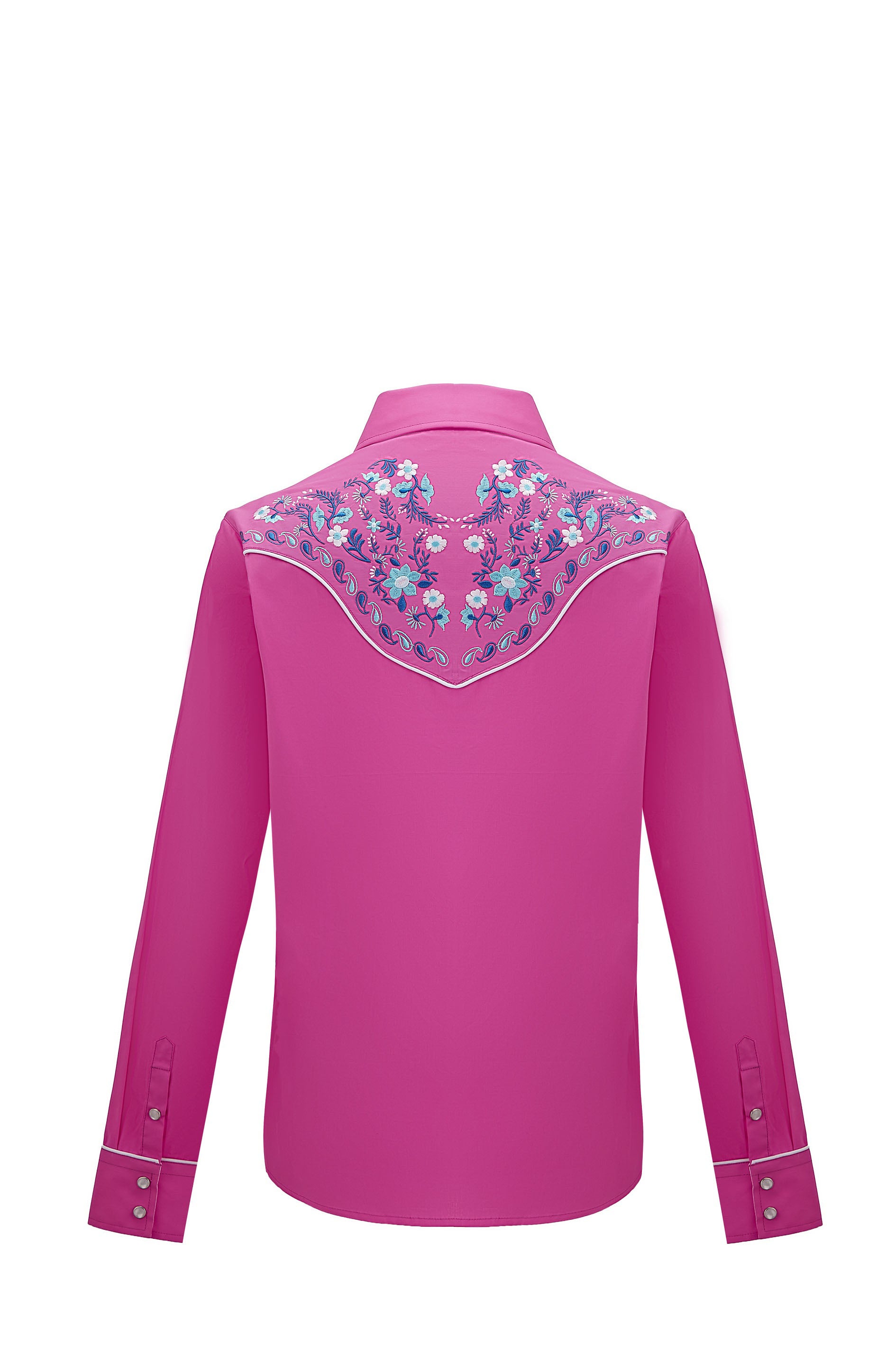 Daisy Bloom Embroidery Cowgirl Shirt | Berry Pink