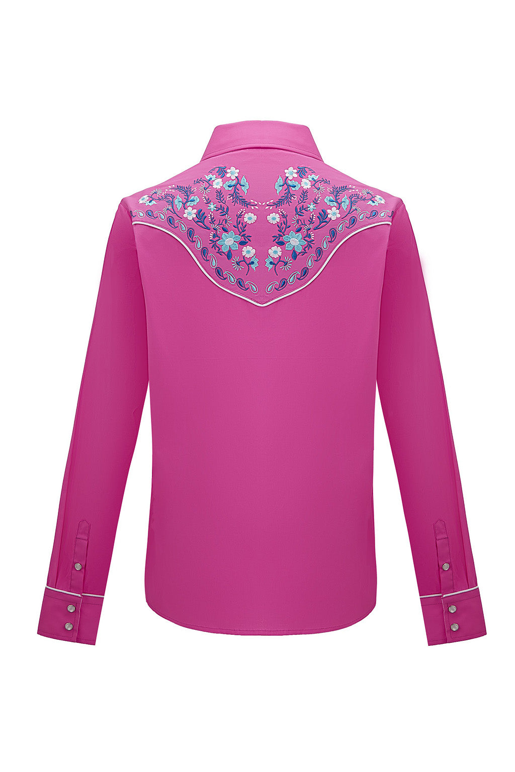 Daisy Bloom Embroidery Cowgirl Shirt | Berry Pink