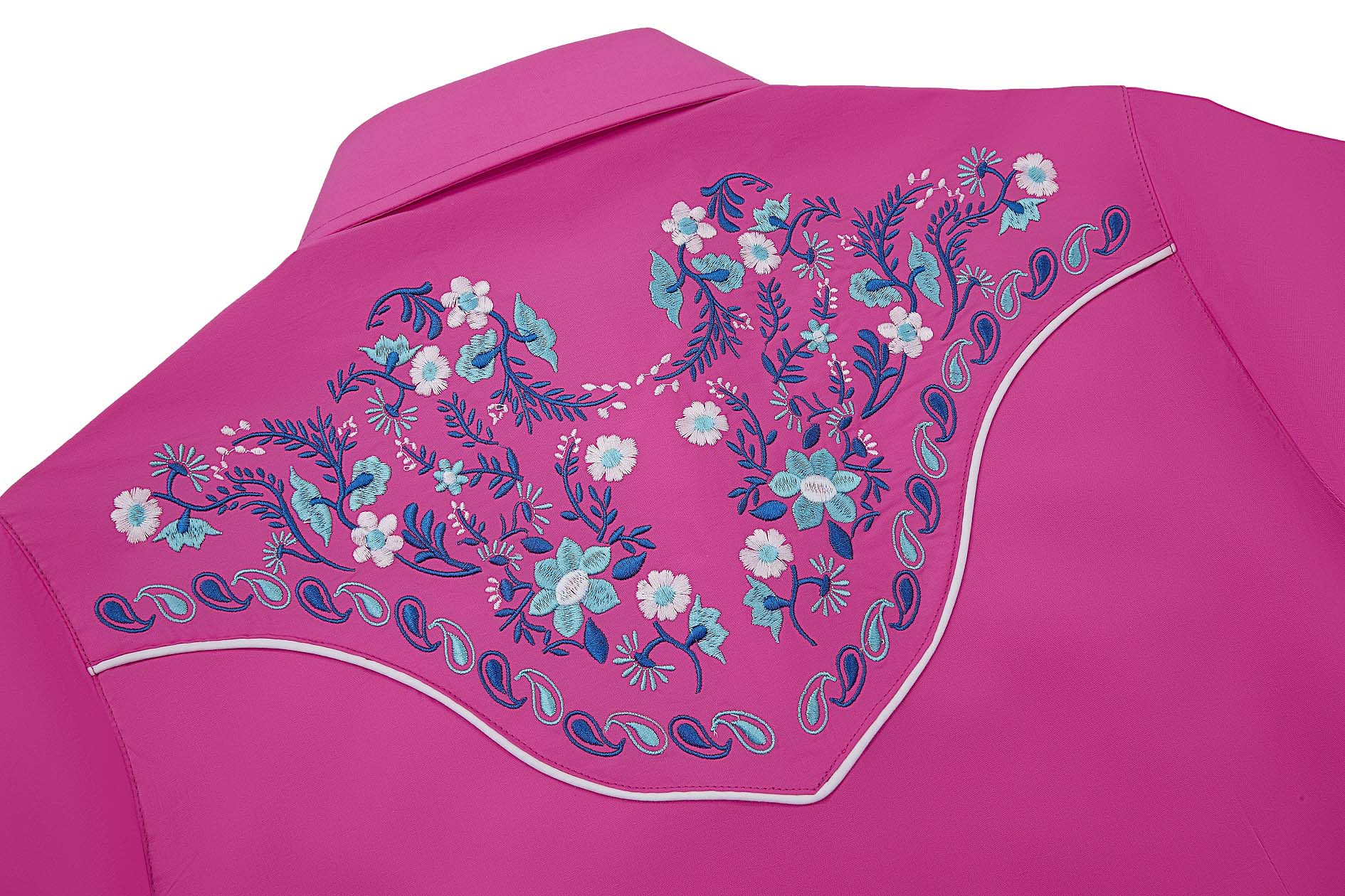 Daisy Bloom Embroidery Cowgirl Shirt | Berry Pink