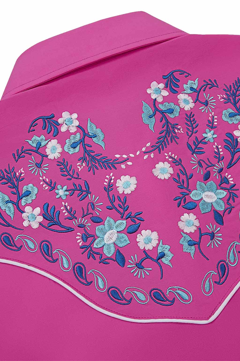Daisy Bloom Embroidery Cowgirl Shirt | Berry Pink