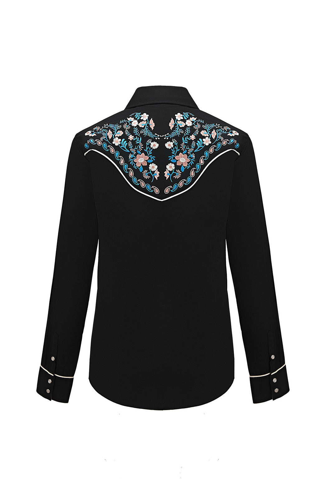 Daisy Bloom Embroidery Cowgirl Shirt | Midnight Pearl