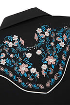 Daisy Bloom Embroidery Cowgirl Shirt | Midnight Pearl