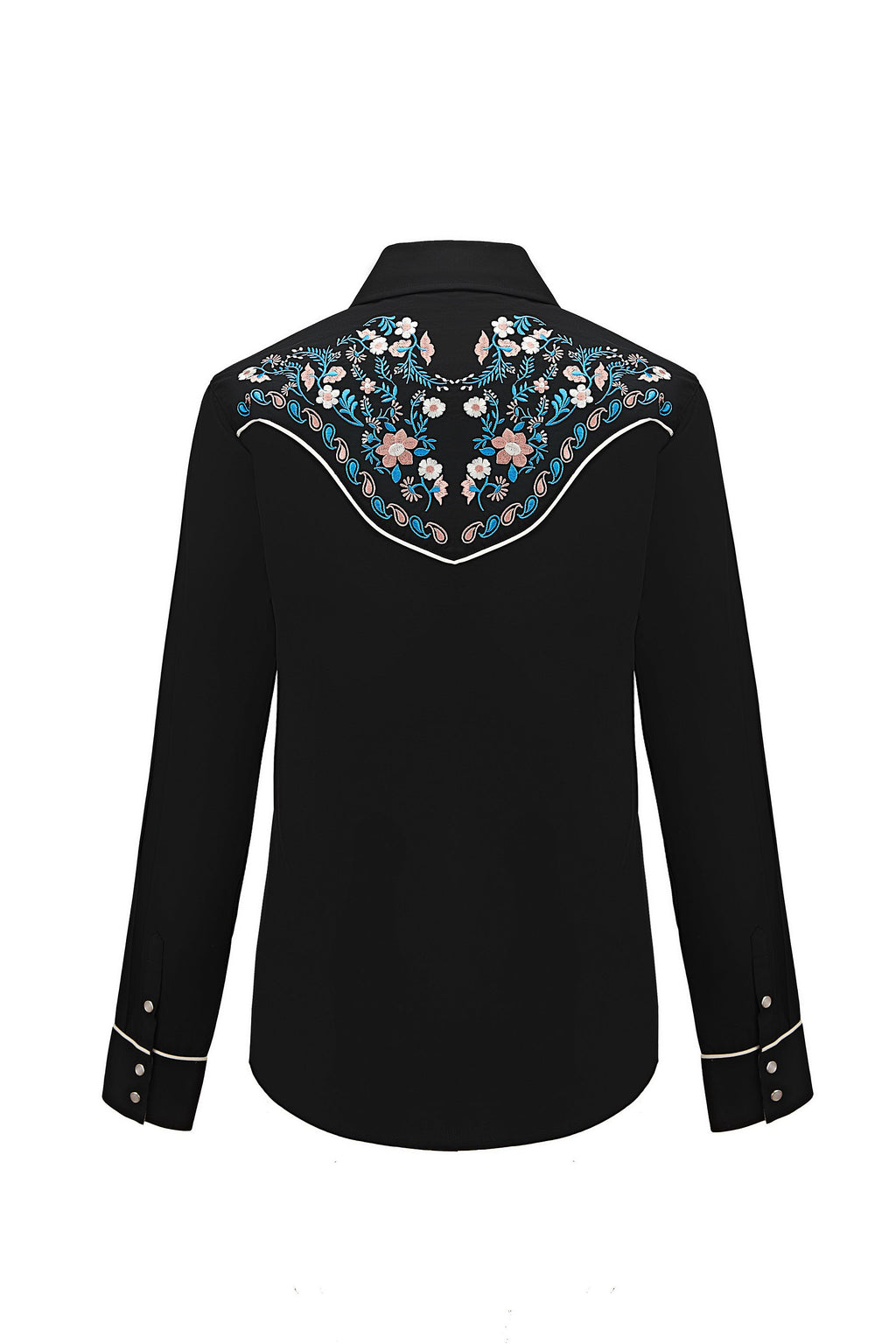Daisy Bloom Embroidery Cowgirl Shirt | Midnight Pearl