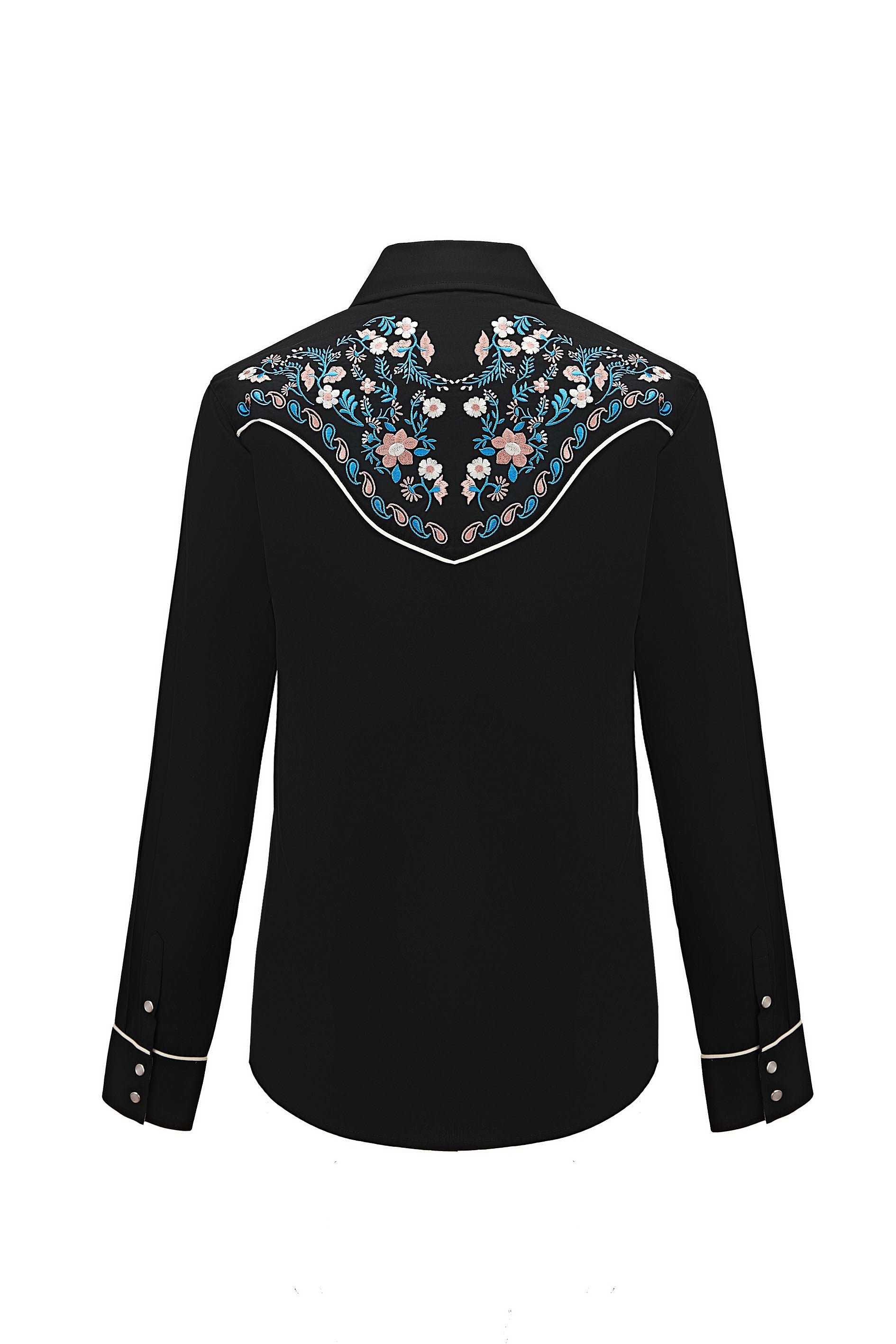 Daisy Bloom Embroidery Cowgirl Shirt | Midnight Pearl