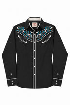 Daisy Bloom Embroidery Cowgirl Shirt | Midnight Pearl
