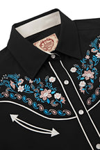 Daisy Bloom Embroidery Cowgirl Shirt | Midnight Pearl