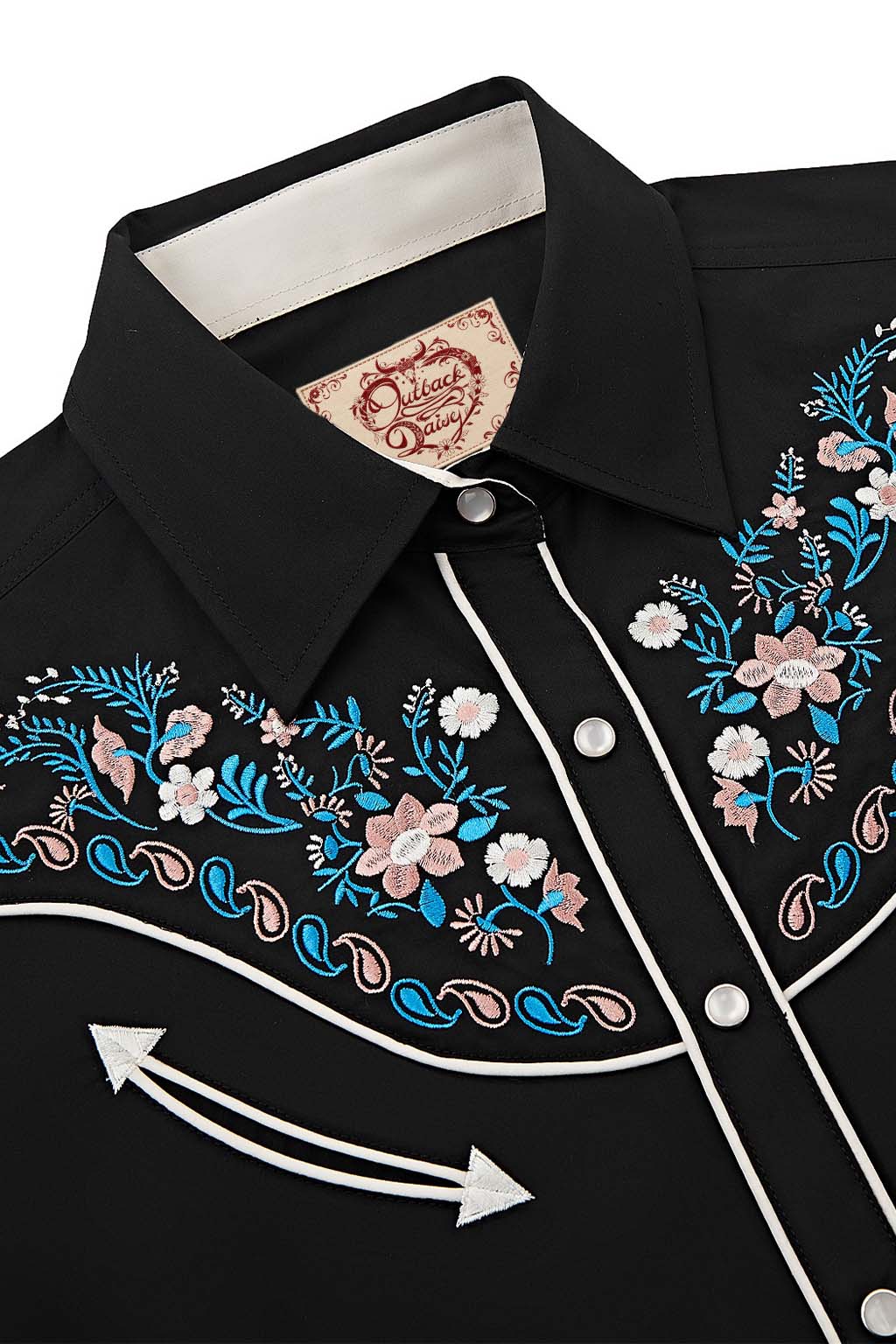 Daisy Bloom Embroidery Cowgirl Shirt | Midnight Pearl