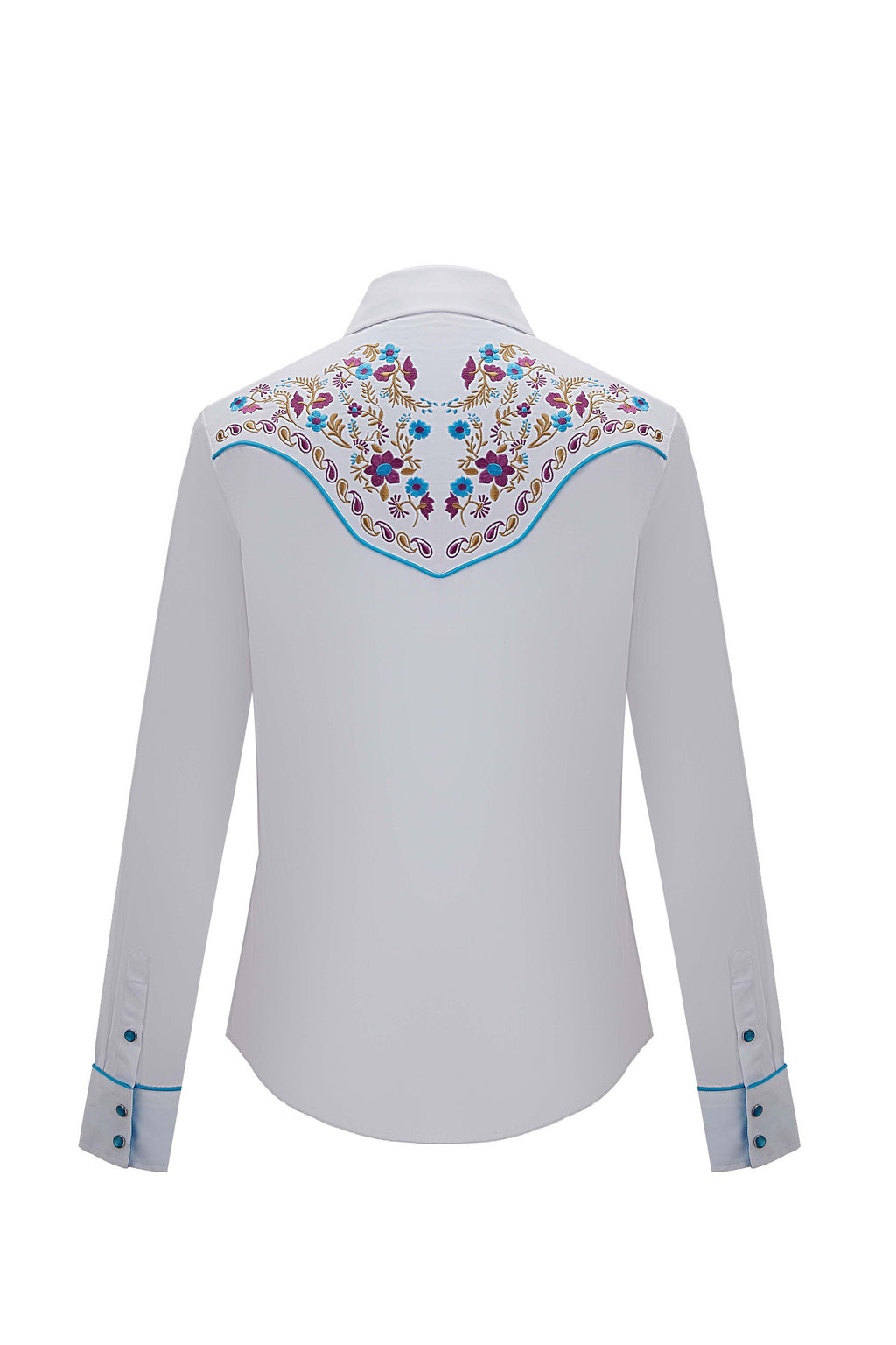 Daisy Bloom Embroidery Cowgirl Shirt | Turquoise Pearl