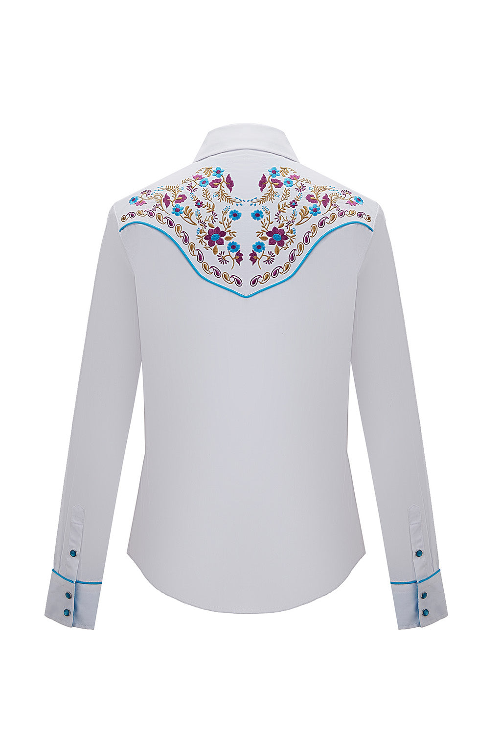 Daisy Bloom Embroidery Cowgirl Shirt | Turquoise Pearl