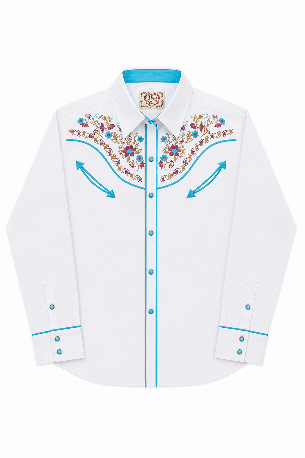 Daisy Bloom Embroidery Cowgirl Shirt | Turquoise Pearl