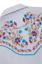 Daisy Bloom Embroidery Cowgirl Shirt | Turquoise Pearl