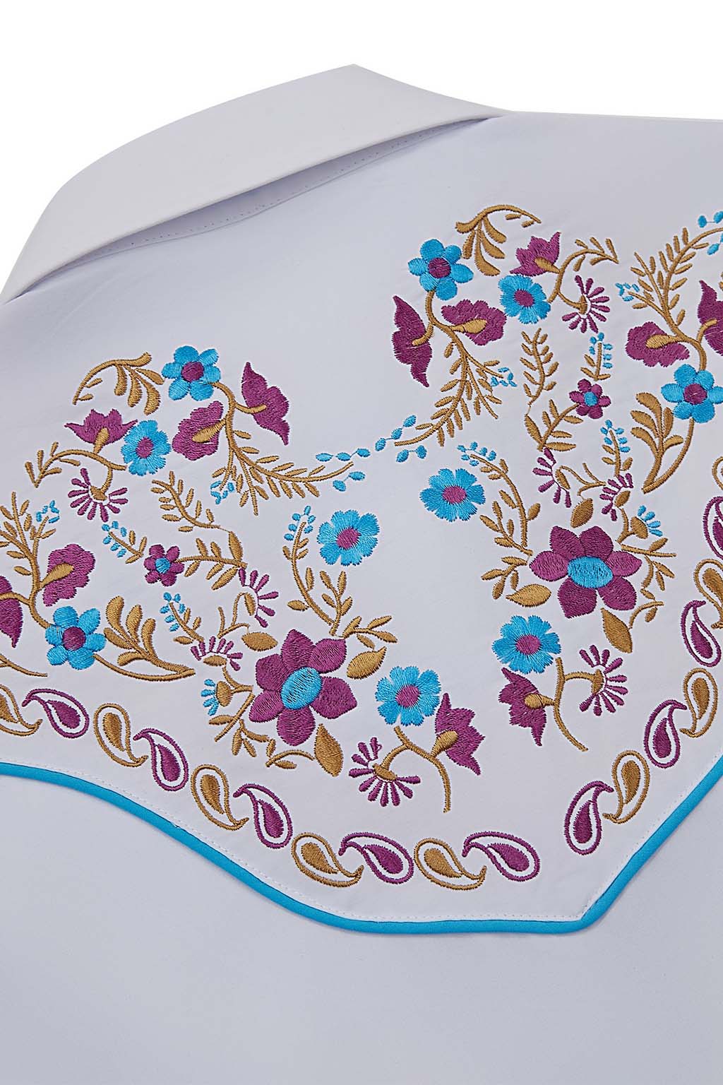 Daisy Bloom Embroidery Cowgirl Shirt | Turquoise Pearl