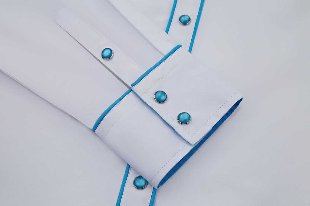 Daisy Bloom Embroidery Cowgirl Shirt | Turquoise Pearl