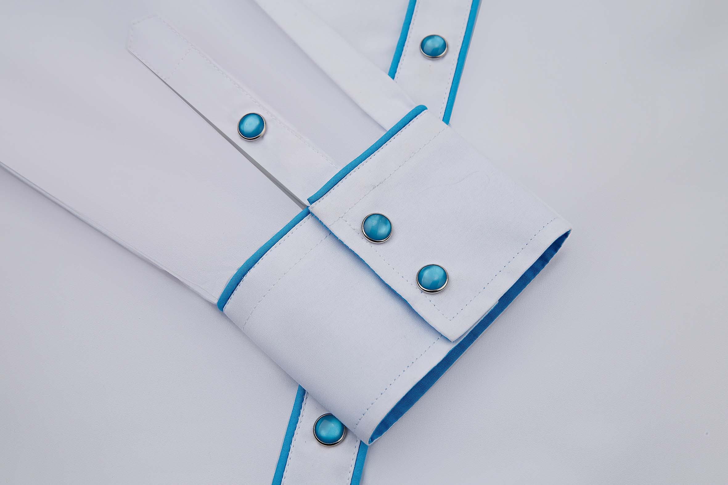 Daisy Bloom Embroidery Cowgirl Shirt | Turquoise Pearl
