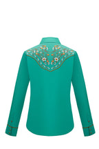 Daisy Bloom Embroidery Cowgirl Shirt | Western Jade