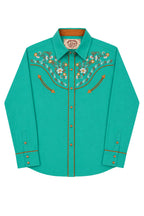 Daisy Bloom Embroidery Cowgirl Shirt | Western Jade