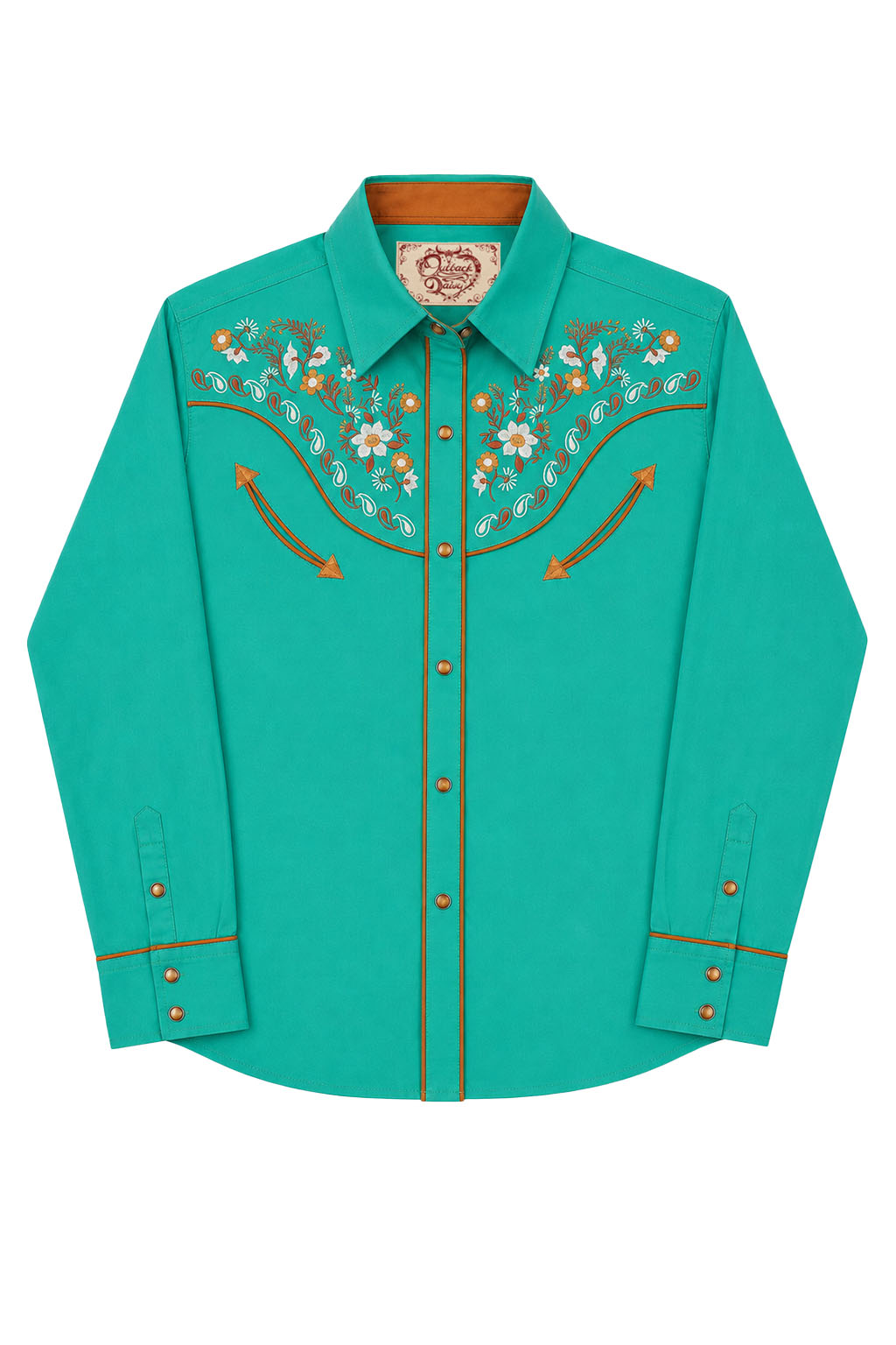 Daisy Bloom Embroidery Cowgirl Shirt | Western Jade