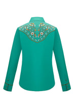 Daisy Bloom Embroidery Cowgirl Shirt | Western Jade